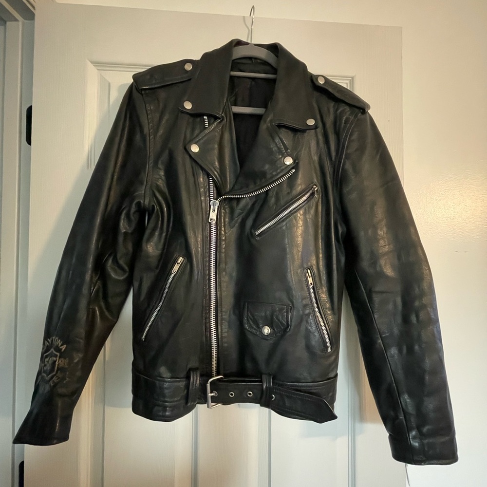 Black Leather Jacket Vintage Harley-Davidson